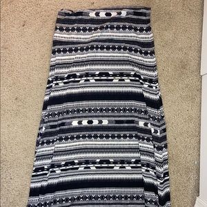 Black and White Patterned Maxi Skirt